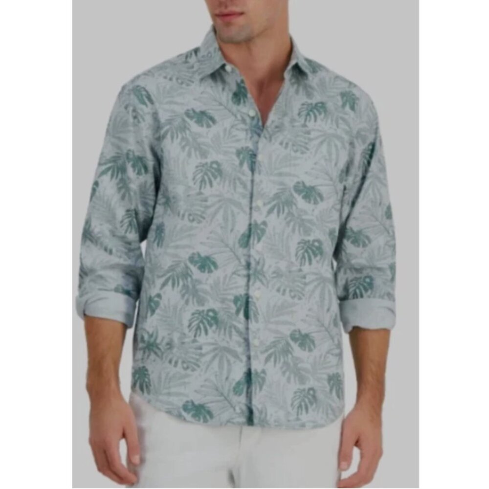Tommy Bahama Mens Digital Palms Printed Shirt in Trout Size XL